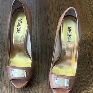 Michael Kors Tan Peep Toe Heels